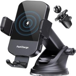 Wireless Car Charger, 15W Fast Charging Auto Clamping Car Charger Phone Mount Phone Holder fit for iPhone 15 14 13 12 11 Pro Max Xs, Samsung Galaxy S2