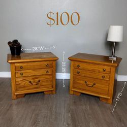 Vintage Thomasville Nightstands Solid Wood Furniture End Tables Side