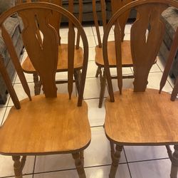 Set Of 4 Solid Wood Chairs 