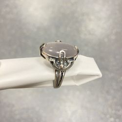 Women Ring New Silver With Cat Eye Stone Size 9