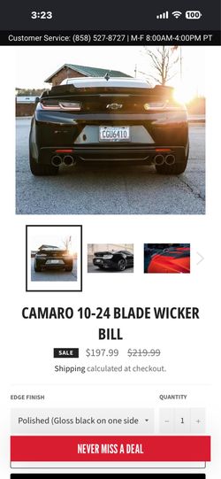 Camaro Wickerbill - Polished Finish