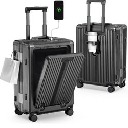 Carry On Luggage With Front Laptop Compartment And Cup Holder 