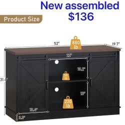 😀 Blotout Farmhouse 55-75 Gallon Fish Tank Stand with Power Outlet, 52"Aquarium Stand with Storage/Sliding Barn Door, Heavy Duty Tank Stand for 2 Fis