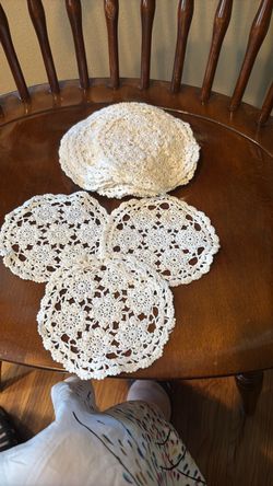 Vintage White Crochet Doilies Set