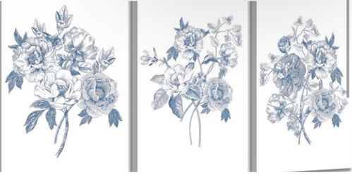 (3) 12x16 blue flower wall art
