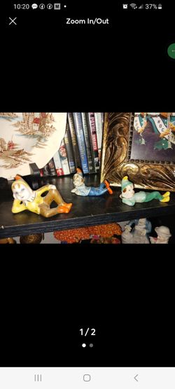 Pixie Elf Figurines: 1950's Vintage 3 Pixie Elf / Elves Laying down Collectibles