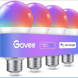 Govee Smart WiFi LED Light Bulbs 4 Pack RGBWW Color Changing Works w/ Alexa