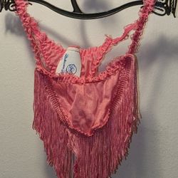 New, Pink, Fringe Accent,  Bikini Thong