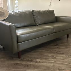 Faux Leather Mid-Century Sofa 