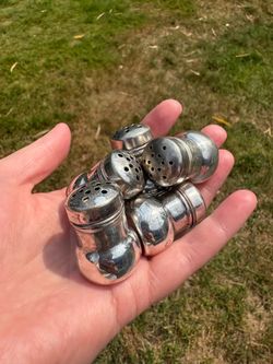 Vintage silver plate mini salt and pepper shakers