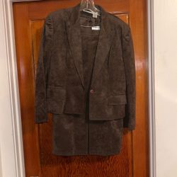 Brown Ultra Suede 2 Piece Skirt/Jacket Suit