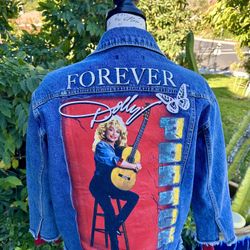 Rare Forever Dolly Parton Fringe Jean Jacket Women's Small