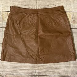 Free People Faux Leather Mini Skirt Brown Size 8 Faux Wrap