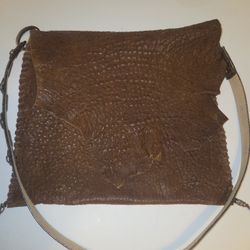 Handmade Leather Cowgirl  Brown Hand Bag Abstract Silver Accents Boho Soft 