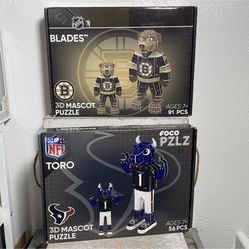 NFL 3D Puzzle Houston Texans Mascot Toro OR Boston Bruins Blades YOU CHOOSE