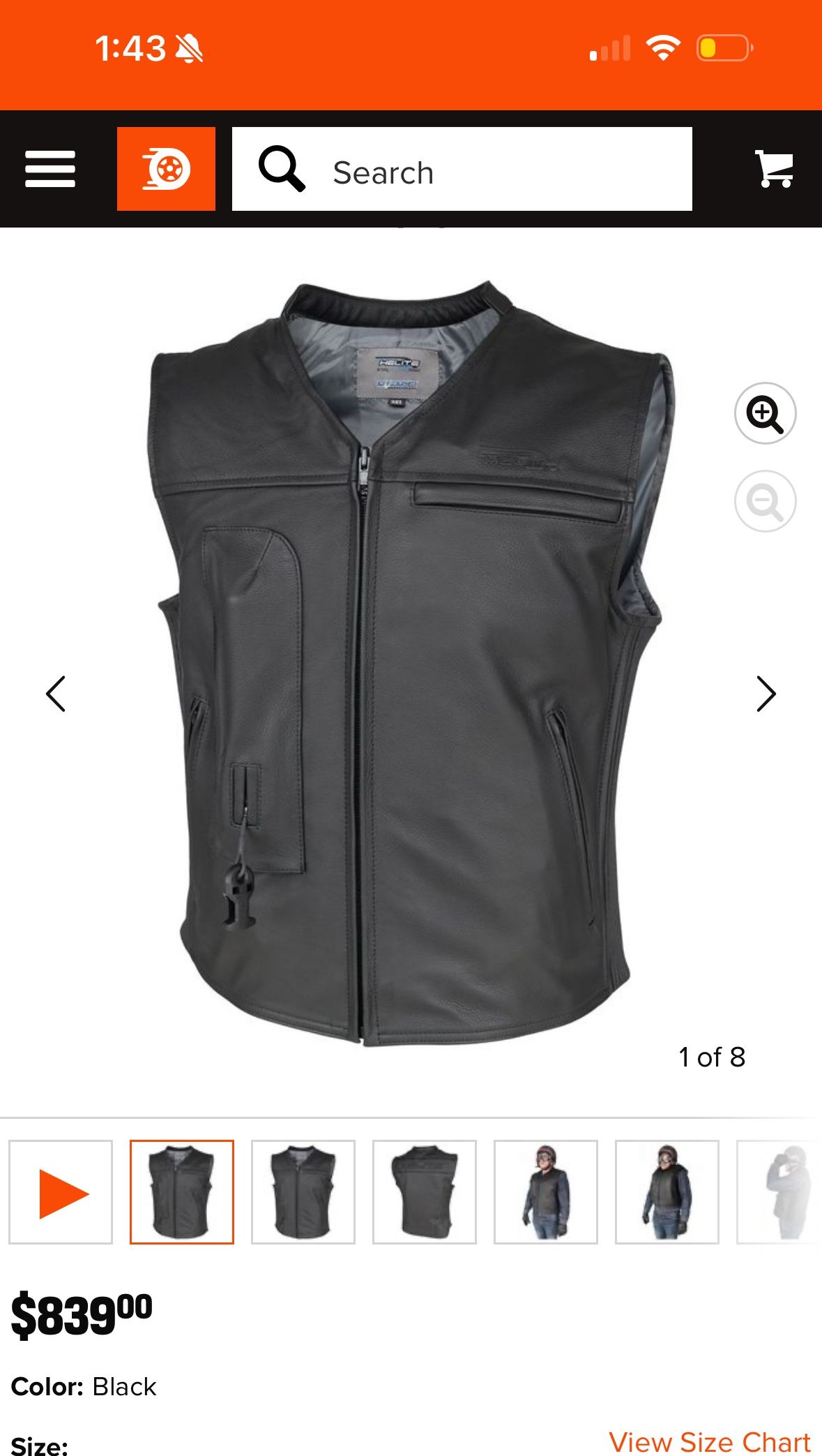Helite Motorcycle Leather Airbag Vest