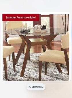Round glass table with 4 chairs