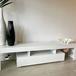 White Contemporary TV Stand Console Table