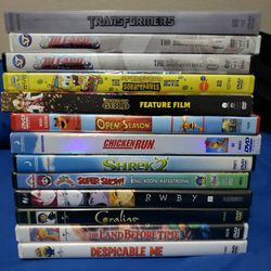 Animated family kid movies and shows DVDs, anime DVDs (Disney, Dreamworks)