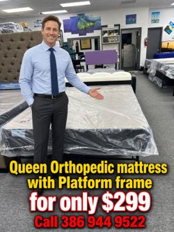 Queen Orthopedic Mattress And Platform Frame