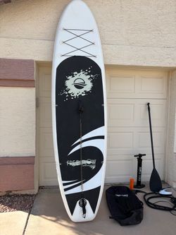 SereneLife Free Flow Inflatable Paddle Board 10’10” – Complete Kit + Electric Pump