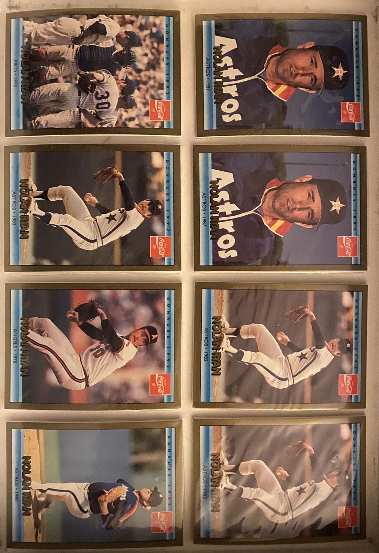 8 Unopened 1992 Donruss cocaCola Nolan Ryan Baseball Cards