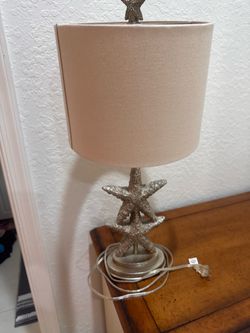 1 Silver Starfish Table Lamp with Cream Shade