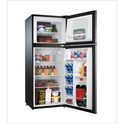 Galanz 4.6. Cu ft Two Door Mini Fridge with Freezer, Stainless Steel Look