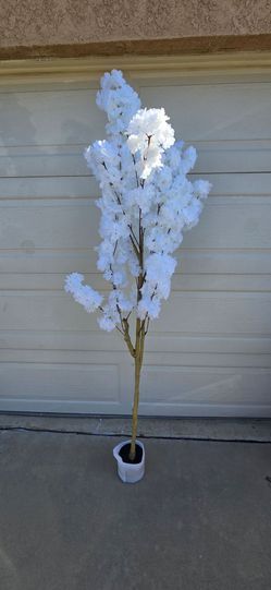 6 Ft Artificial White Cherry Blossom Fake Plant