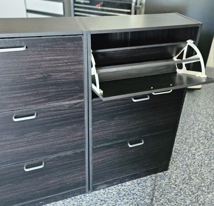 18 Pair Shoe Storage Cabinets Brown-Black - Qty 2