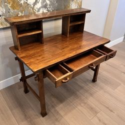 50” Wide Solid Wood Desk With Ming Style Legs -3 Drawers And Optional Hutch