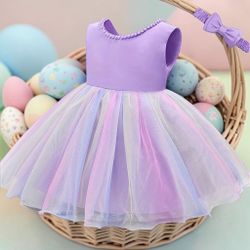 Lavender Dress With Multicolored Skirt