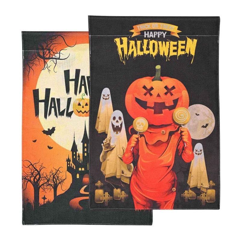 Halloween Flag Garden Outdoor Flag 12x18" – (Design Opt: Pumpkin/ Castle) - Halloween Decoration and Props - Halloween Sale
