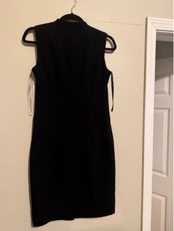 Clavin Klein Black Sleeveless Mock-Neck Double-Zipper Sheath Dress