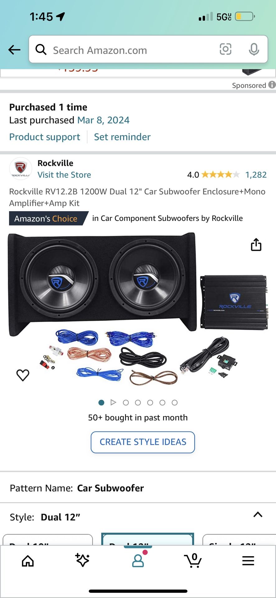 Rockville RV12.2B 1200W Dual 12" Car Subwoofer