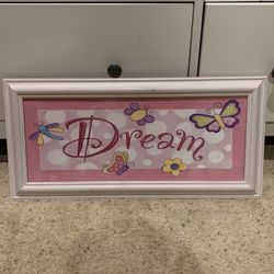 Framed “Dream” Butterfly And Floral Print