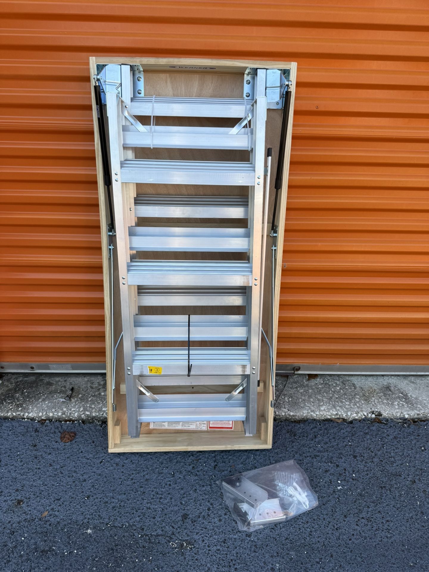 Werner Aluminum Folding Attic Ladder 8-ft to 10-ft (Rough Opening: 25-in x 54-in) with 375-Ib Capacity