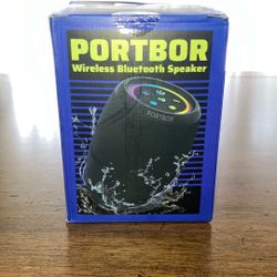 New In Box PORTBOR Portable Wireless Bluetooth Speaker with RGB LED Light Ring