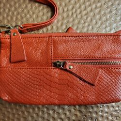 Orange Leather Wristlet.  Like New