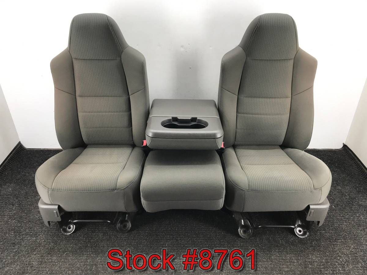 2010 Ford F250 F350 Super Duty 40/20/40 Gray Cloth Bucket Bench Console