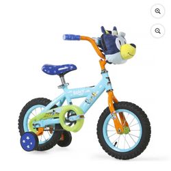 Bluey 12-Inch Kids BMX Bike with Training Wheels, Plush Bag, Steel Frame, Coaster Brake, Ages 3-5