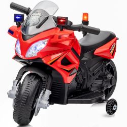6V Kids Motorcycle, Electric Ride on Toys Police Motorcycle for Toddlers with Music, Training Wheels