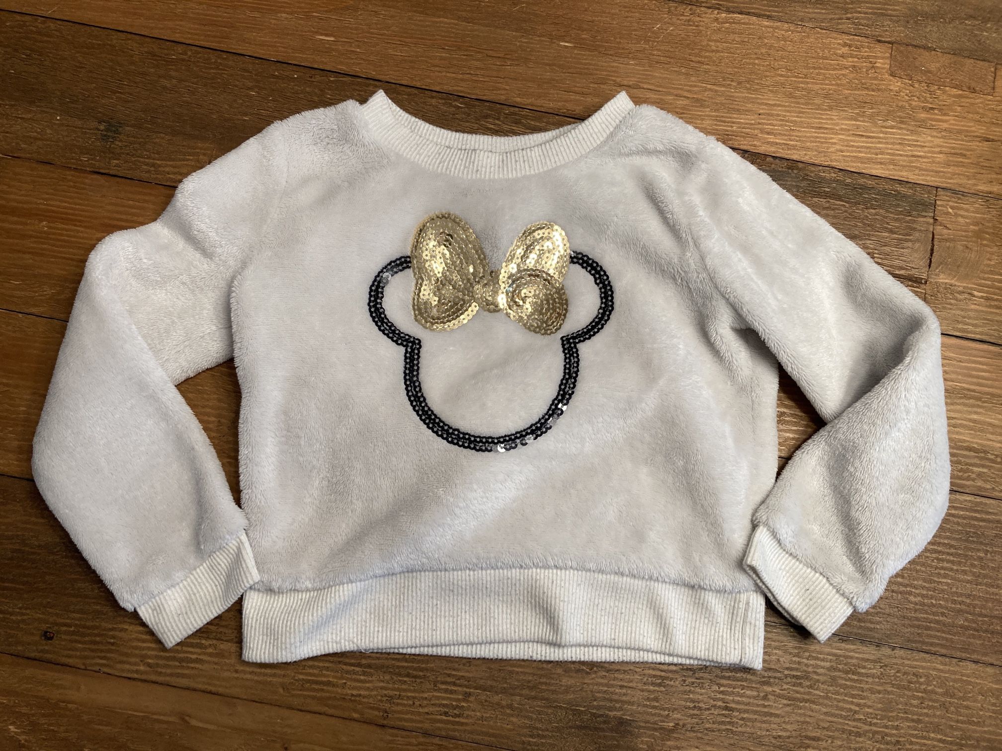 Disney 4T Minnie Mouse white gold sweater sweatshirt top toddler girls sequin