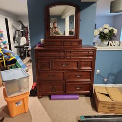Dresser With Mirror, Bunk Beds, TV Dresser With Drawers.