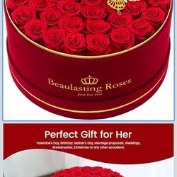 Beaulasting 47-Piece Forever Flowers Roses in a Box Preserved Roses for Her Mother's Day Birthday Flowers for Her Mom Women Wife Valentine's Day (Red)
