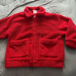 i am gia red oversized sherpa jacket size medium