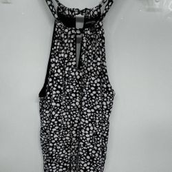 Banana Republic Womens Black White Halter Neck Sleeveless Blouse Top Size S