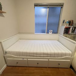 White day bed twin- king size with twin mattress included 