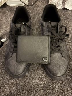 Pair Of Authentic Black Coach Shoes With Black Leather Coach Wallet