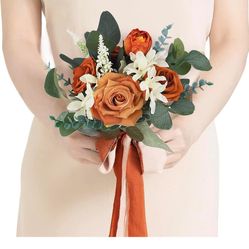 1Pc Fall Wedding Bouquets for Bridesmaids Burnt Orange Sage 